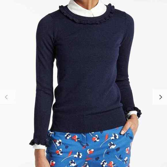 Boden Bernadette Wool Cotton Sweater Navy 10 - Picture 1 of 8